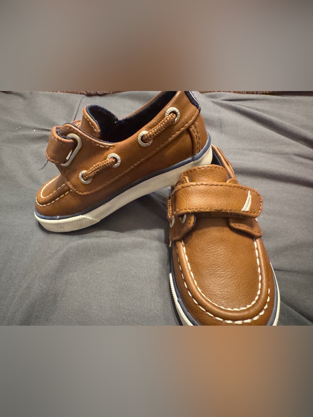 Nautica Kids Tan/Brown Moccasin Boat Shoes